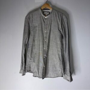 TOM TAILOR DENIM Fitted Button Up Shirt in‎ Light Grey Crew Neck Large